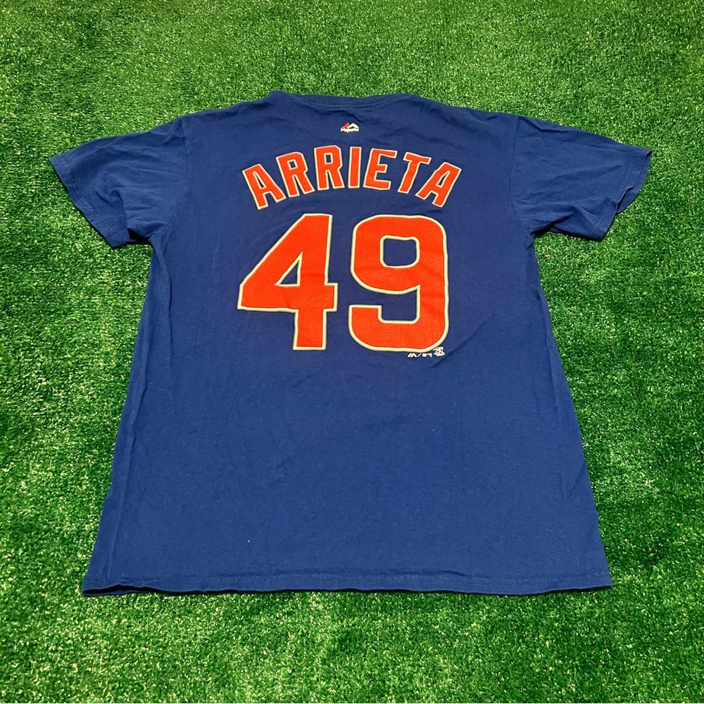 Cubs Majestic Blue Crew Neck T-Shirt